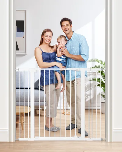 Vista 14 de keny Puerta de bebé de 29.7 a 46 pulgadas para escaleras, puertas de perro con cierre automático para puertas, montada a presión, sin perforación