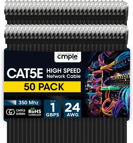 Vista 135 de Cmple - Cable Ethernet Cat5e de 1.5 pies, Cable Patch Ethernet UTP Cat 5e de 350 MHz, Cable LAN de red de 1 Gbps, conectores RJ45, compatible
