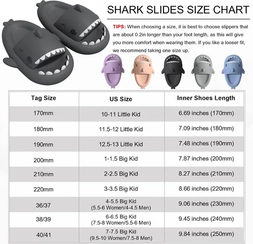 Vista 6 de MUMIK Sandalias de tiburón para niños, pantuflas de tiburón mejoradas, sandalias de tiburón en la nube, antideslizantes, suela gruesa, cómodas
