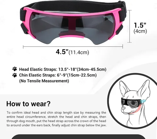 Vista 5 de Gafas de sol para perros de razas pequeñas, protección UV, resistente al viento, antivaho, al aire libre, ciclismo, playa, protección ocular