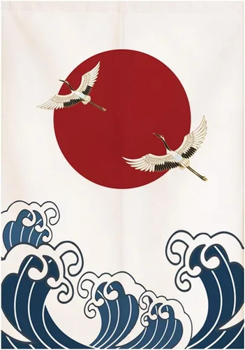 Vista 10 de Cortina japonesa Noren para puerta, tapiz de Hokusai Ukiyoe, cortina de puerta de cocina, bistró, decoración del hogar, 29 x 35 pulgadas