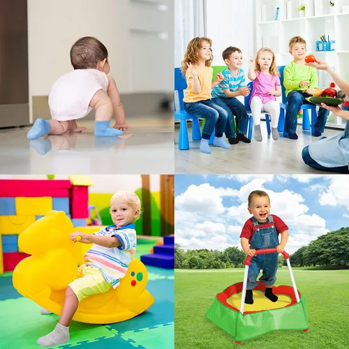 Vista 3 de GRPSKCOS Calcetines Antideslizantes para Bebés 12 Pares Calcetines Antideslizantes para Niños Pequeños de 0-7 Años Infantes Niños Pequeños Niños