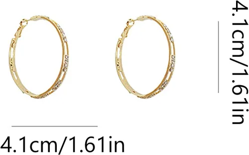 Vista 5 de 1 par de aretes de plata para mujer, aretes populares con forma de C, de aleación de diamante, para niña