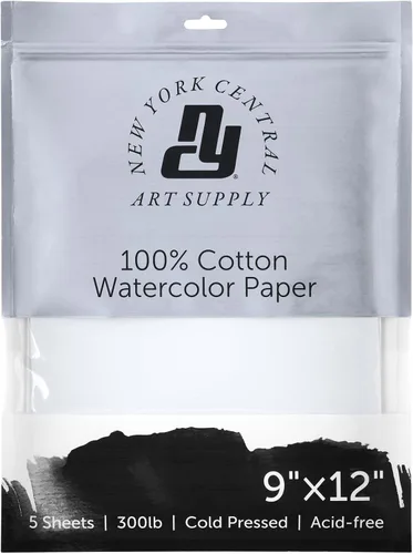 Vista 8 de New York Central Papel de acuarela – 5 x 7 – 5 paquetes de 5 – 25 hojas en total – prensa en frío de 300 libras – 100% algodón, sin ácidos, calidad