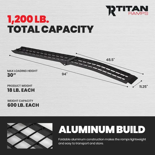 Vista 3 de Titan Ramps Par de rampas de carga para cuatriciclo hechas de aluminio, 8 pies (94 - S).
