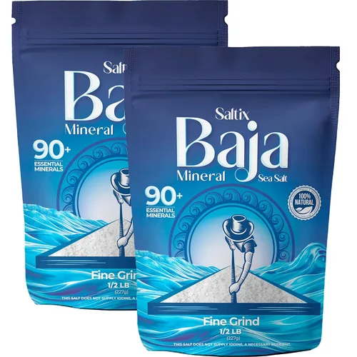 Vista 11 de Saltix Baja Mineral - Salero de mar mineral, molido fino, 10 onzas (10.05 oz), más de 400 porciones (paquete de 2) - 100% natural y sin refinar, más