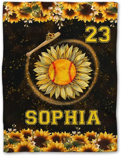 Vista 11 de Manta de sóftbol personalizada, manta de bandera de EE. UU., manta de forro polar Sherpa suave y acogedora, manta de sóftbol para mamá, hija, niño