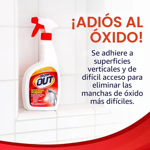 Vista 3 de Iron OUT Gel en aerosol removedor de manchas de óxido, elimina las manchas de óxido en baños, cocinas, lavandería y exteriores, fabricado