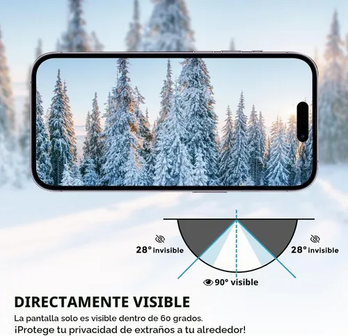 Vista 5 de Protector de pantalla de privacidad para iPhone 15 / iPhone 14 Pro - Protector de privacidad para la pantalla del teléfono celular con luz anti-azul