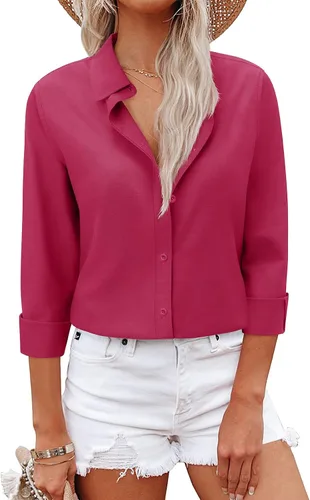 Vista 7 de Camisas con botones para mujer, camisas de vestir, trajes casuales de negocios, blusa ajustada con cuello, entrevista de trabajo, atuendo de oficina