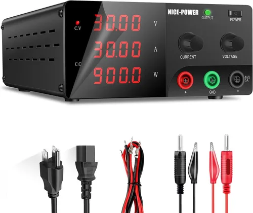 Vista 10 de NICE-POWER Fuente de alimentación de CC variable, fuente de alimentación de banco de alta potencia de 15V 60A 900W con perilla de codificador
