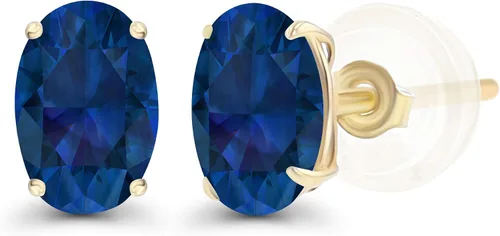 Vista 22 de Aretes de plata de ley 925 maciza chapados en oro de 0.276 x 0.197 in ovalados con piedra natal genuina para mujer, aretes de tuerca con piedras