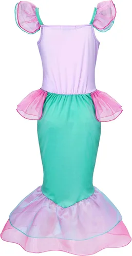 Vista 2 de Vestido de princesa de sirena disfraz de cosplay Halloween fiesta de cumpleaños Navidad con accesorios 2 a 10 años