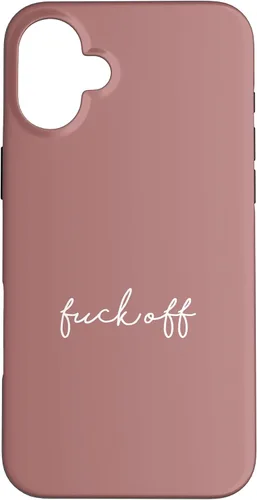 Vista 23 de Funda para iPhone 16 Dusty Rose Fuck Off Divertida manuscrita a mano con refranes sarcásticos groseros