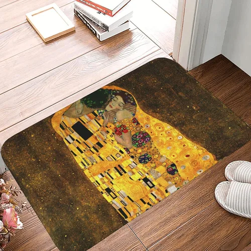 Vista 2 de INVIN ART Gustav Klimt The Kiss Non-Slip Door Mat Art Decor