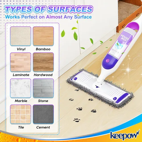 Vista 5 de KEEPOW Almohadillas de microfibra reutilizables para mopa Swiffer Powermop, paquete de 2, almohadillas de mopa eléctrica para trapeador de 13 a 15