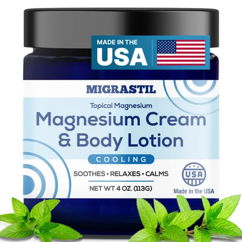Vista 7 de MIGRASTIL Crema de magnesio y lavanda nocturna y loción corporal no grasa. Cloruro de magnesio extra fuerte de 250 mg para alivio muscular