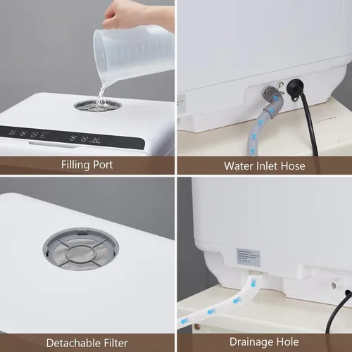 Vista 6 de Lavavajillas portátil para encimera, mini lavavajillas compactos con tanque de agua integrado de 5 L, 5 programas de lavado, función de secado al