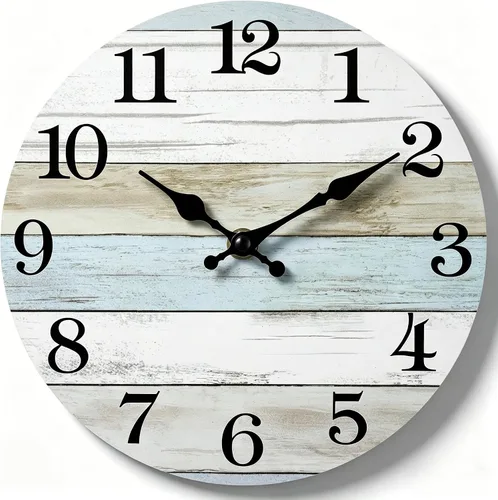 Vista 17 de Reloj de pared de 8 pulgadas, reloj analógico silencioso con pilas A-azul Blanco Marrón
