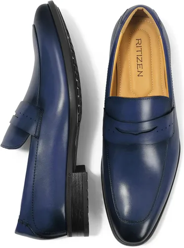 Vista 3 de Men's Slip on Oxford Dress Shoes Classic Handmade Calfskin Manufacturing More Compact, Choose The Right Size to Modify The Foot