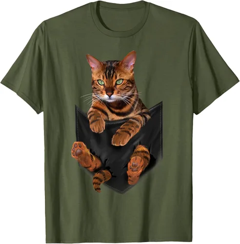 Vista 81 de Camiseta de bolsillo con estampado de tigre y gato Negro