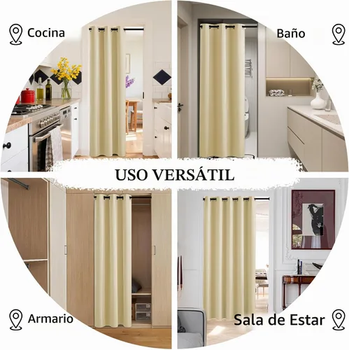 Vista 5 de RYB HOME Cortina de puerta 100% opaca para puerta, armario abierto