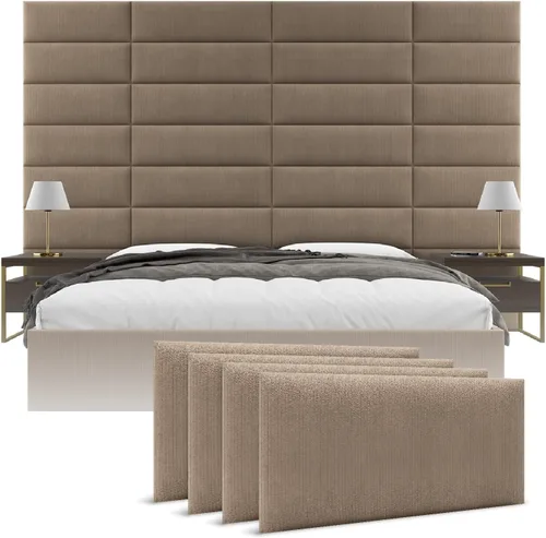 Vista 33 de Vänt - Paneles tapizados de pared, cabeceros de pared tamaño Queen/Full, color beige boucle, juego de 4 paneles