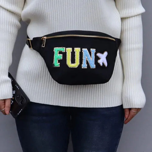 Vista 3 de YogoRun Riñonera Bolso de la correa de las mujeres para los hombres Nylon, Negro-Fun, Moda