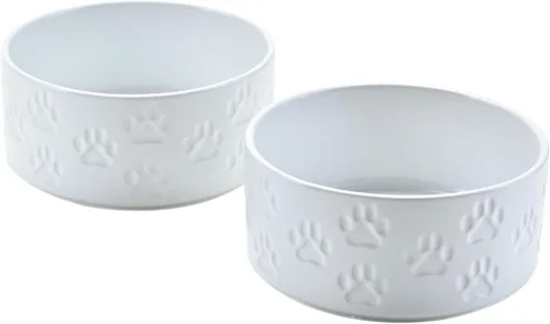 Vista 18 de SPUNKYJUNKY Cuencos elevados de cerámica para perros, 5.1 pulgadas, para comida de perros y gatos, cuencos elevados con soporte de bambú Verde oscuro