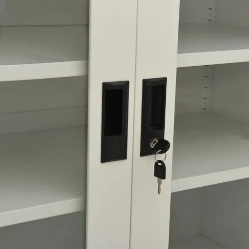 Vista 7 de Armario de oficina, gabinete de acero, armario de almacenamiento de acero con ajustable, gabinete para oficina, garaje, cocina, gris claro, 35.4 x