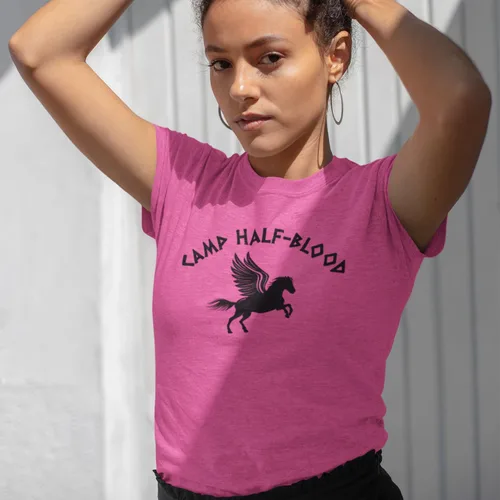 Vista 5 de shop4ever Camiseta Camp Half Blood Demigods para mujer Rosa (Azalea Pink)