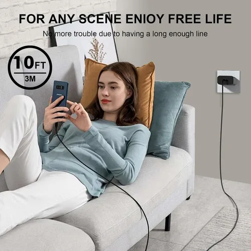 Vista 4 de Cargador rápido USB C de 45 W compatible con cargador Samsung con cable de carga tipo C de 10 pies compatible con Samsung Galaxy S25