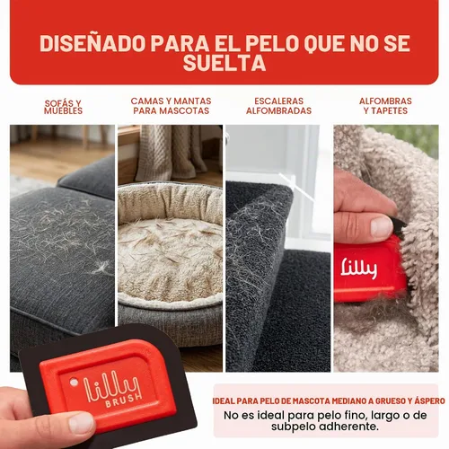 Vista 4 de Lilly Brush Mini detallador de pelo de mascotas Removedor de pelo reutilizable para interior de coche, alfombra, sofá y muebles