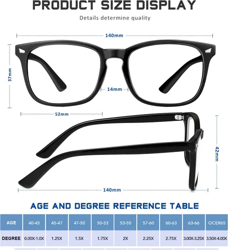 Vista 2 de Paquete de 5 lentes de lectura para hombres y mujeres, con bloqueo de luz azul, para lectura frente a la computadora, reflejos UV (negro, 3.75x)
