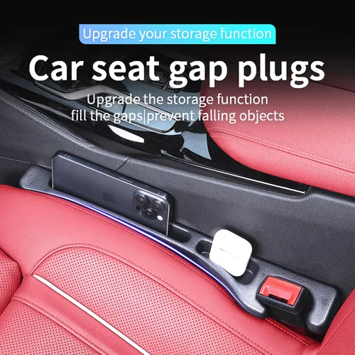 Vista 2 de Protector de asiento sin caída, paquete de 2 tapones de relleno de espacio para asiento de automóvil entre el asiento y la consola, accesorios