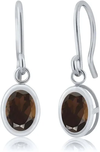 Vista 137 de Gem Stone King Aretes colgantes de plata de ley 925 de 0.276 x 0.197 in con piedra natal ovalada de alambre francés para mujer