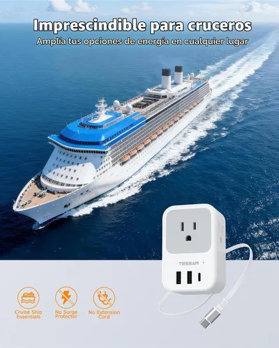 Vista 8 de TESSAN Adaptador de enchufe de viaje europeo 2 unidades, adaptador