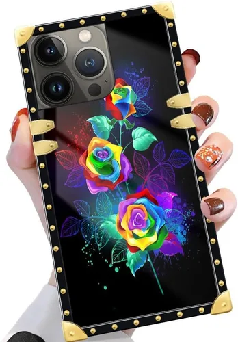 Vista 13 de Funda compatible con iPhone 14 Pro Max (6.7 pulgadas), hermosa mariposa Flosers dorada, de lujo, suave TPU duro, parte trasera de policarbonato
