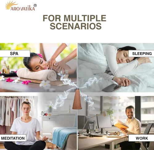 Vista 4 de ARO VATIKA Vedic Natural Masala 120 conos de incienso en paquete de 12 cajas 12 fragancias surtidas conos Dhoop Lo mejor para oración, reiki