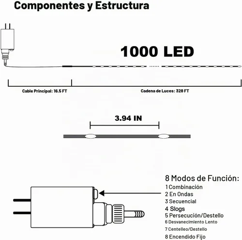 Vista 4 de WATERGLIDE - Extensión extralarga de 328 pies de luces de Halloween, 1000 luces LED para exteriores, luces de hada de alambre verde de PVC y cobre