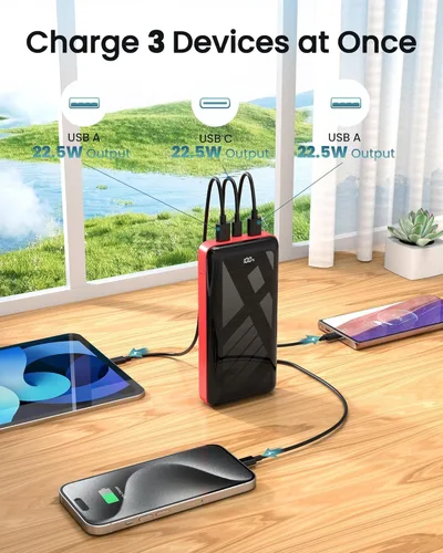 Vista 5 de LOOPEAK Power Bank 27000mAh 22.5W Fast Charging Portable Charger, USB C Quick Charge with 3 Outputs&2 Inputs, LED Display, High Capacity External