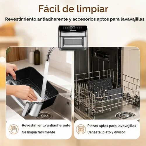 Vista 8 de Emphsism Freidora de aire grande de 12 cuartos de galón, 13 en 1 con control de precisión de 10 °F, freidora de aire de doble zona con divisor