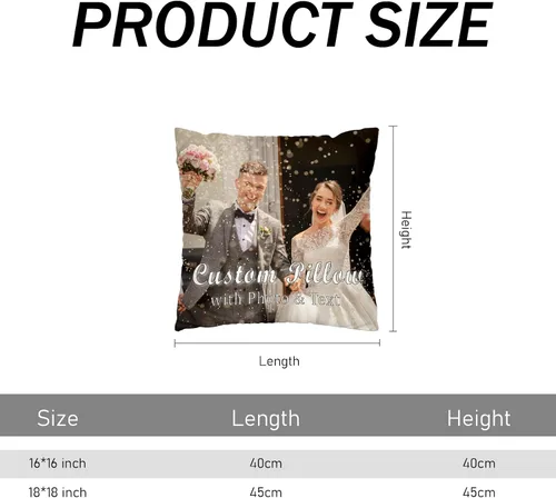 Vista 6 de Almohada personalizada para cargar imagen de pareja para regalo de cumpleaños de boda, almohada personalizada para novia novio