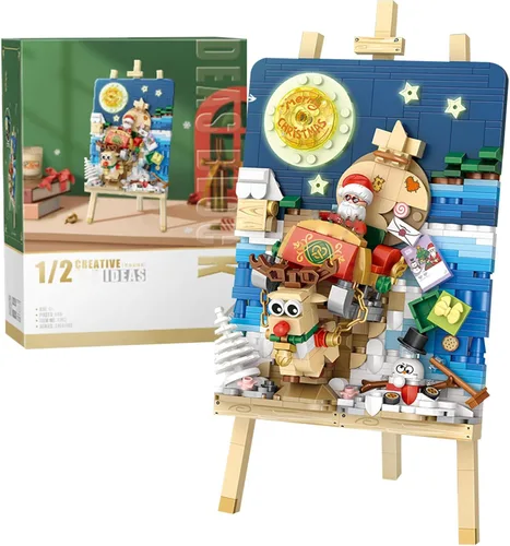 Vista 8 de MEIEST Mini bloques de construcción de pintura 3D de Navidad, juego de modelos creativos de bricolaje, colección de estereografía de partículas