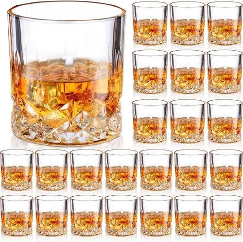 Vista 9 de Yaomiao 12 piezas de vasos de whisky de estilo antiguo de 7 oz con base pesada, vasos de bourbon de vidrio para cócteles, vasos de rocas
