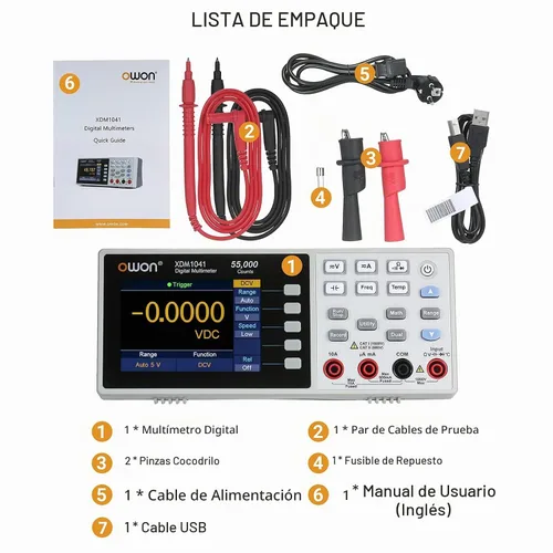 Vista 6 de OWON XDM1041 USB/RS232 Multímetro digital 55000 cuentas de alta precisión Medidor universal de temperatura de escritorio multímetros con pantalla