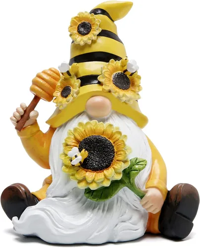Vista 10 de Hodao Decoraciones de gnomos de primavera de mariquita para mesa del hogar, porche, jardín, patio, adornos de elfo de mariquita, decoración