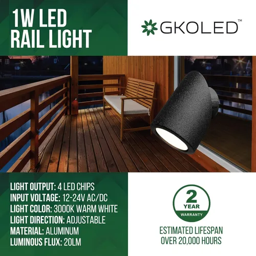 Vista 2 de GKOLED Paquete de 6 luces LED giratorias de bajo voltaje empotradas, iluminación de poste direccional pequeña, luz de riel de montaje empotrado de 1