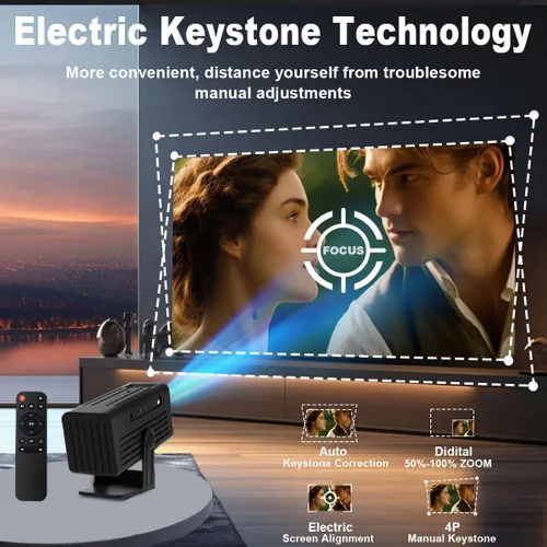Vista 3 de [Proyector Inteligente con Aplicaciones] Mini Proyector Compatible con 4K con WiFi y Bluetooth, Proyector de Películas XENPONAD para Dormitorio