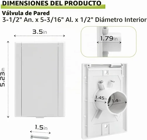 Vista 2 de Placa de cubierta de válvula de entrada de pared de vacío central estándar